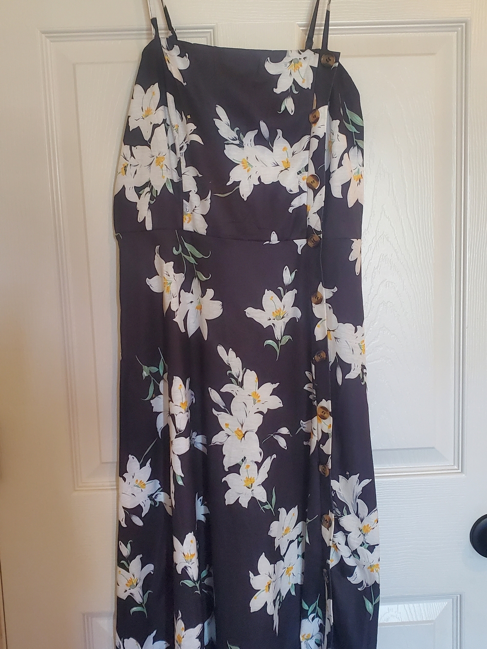 Liyinxi Black Summer Dress White Lily Print